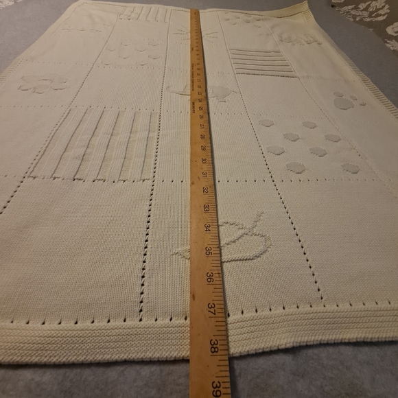 Child of Mine Cream Knit Infant Blanket w/ Block Design with Animals & Shapes - Picture 9 of 12